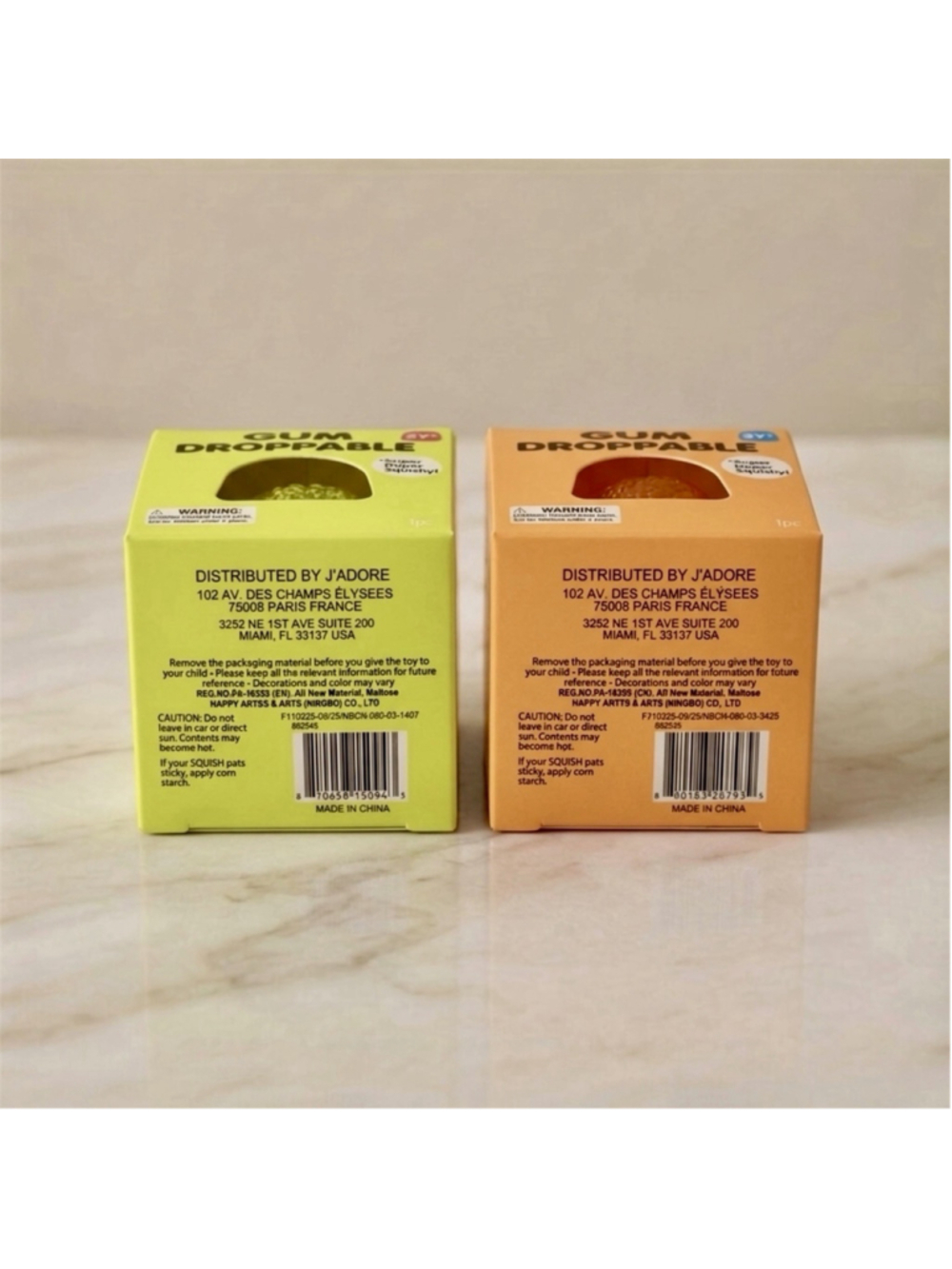 J'adore Gum Droppable Squishy Toy Set of 2 Orange Green Sensory Stress Relief* - Picture 4 of 4